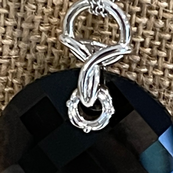 Large Smokey Topaz Sterling Pendant and Double Silver Necklace - Picture 9 of 11